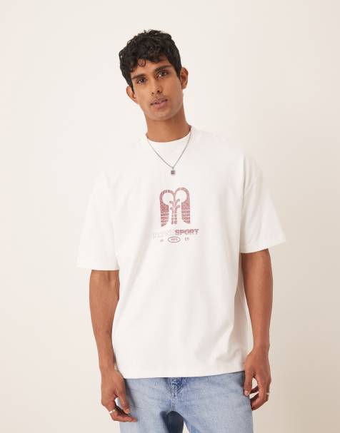 ASOS DESIGN – Vit, mjuk, kraftig t-shirt i oversized fit med logga - view 1