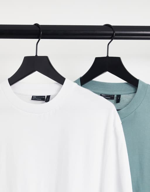 ASOS DESIGN – Vit och blå t-shirt i avslappnad modell och rund halsringning, 2-pack, 3 av 4