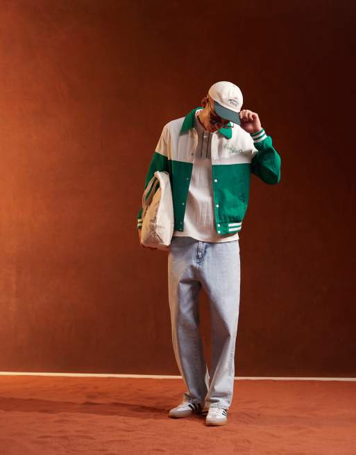ASOS DESIGN – Vit och grön harrington-jacka med broderi, 3 av 5