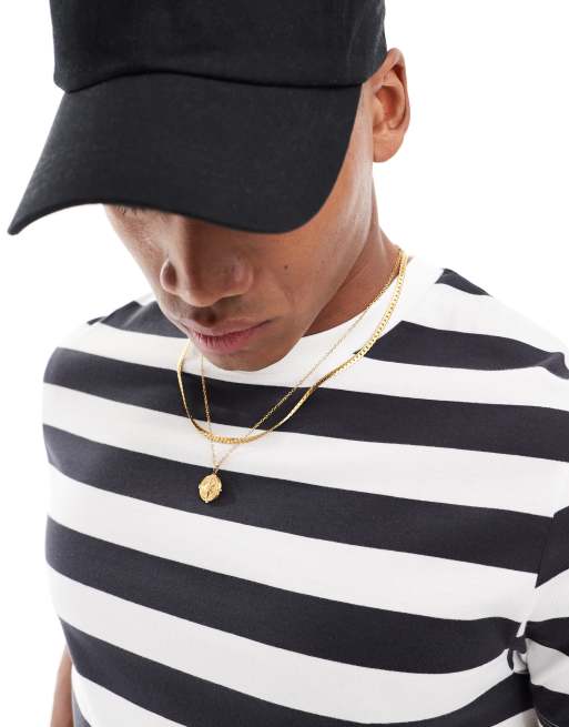 ASOS DESIGN – Vit och marinblå, randig t-shirt i standardmodell, 4 av 4