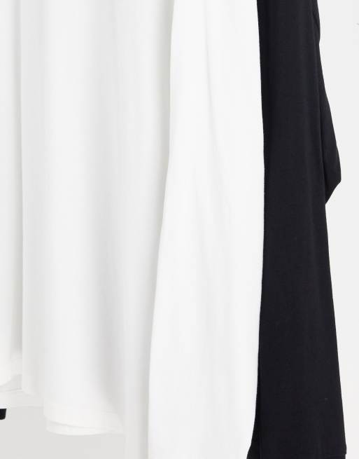 ASOS DESIGN – Vit och svart t-shirt i oversize med långa ärmar, 2-pack, 4 av 4