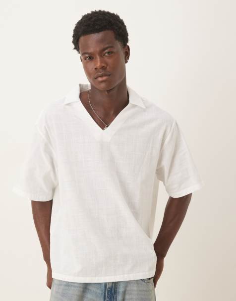 ASOS DESIGN – Vit oversize-skjorta i dra på-modell med textur - view 1