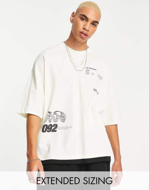 ASOS DESIGN – Vit oversize t-shirt med heltäckande texttryck - view 1