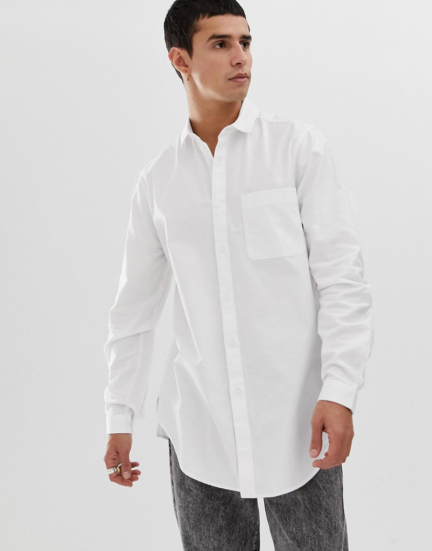 ASOS DESIGN – Vit oxfordskjorta i longline-modell med normal passform