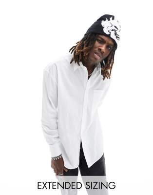 ASOS DESIGN – Vit poplinskjorta i oversize i grungy modell