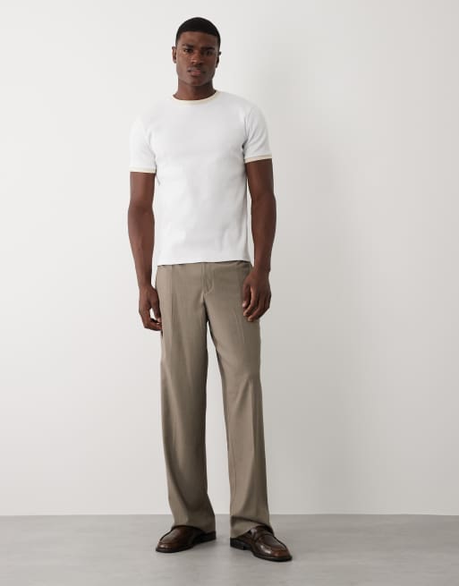 ASOS DESIGN – Vit, ribbad, smal t-shirt med kontrastfärgade kanter, 2 av 5