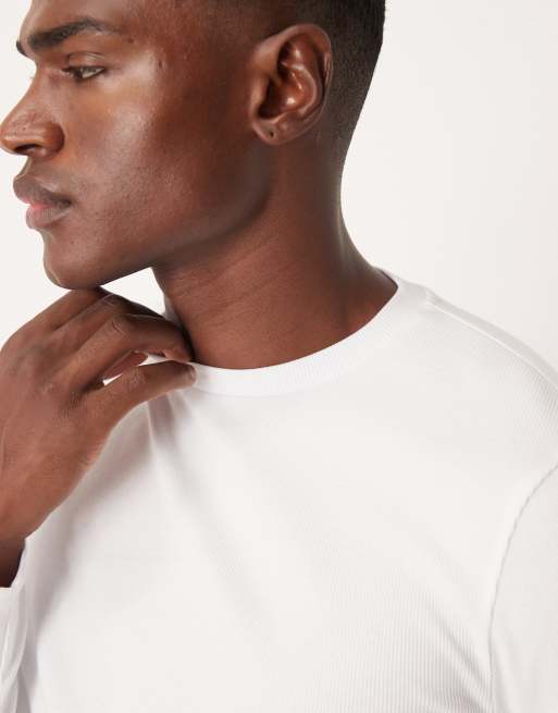 ASOS DESIGN – Vit, ribbad, smal t-shirt med långa ärmar , 5 av 5