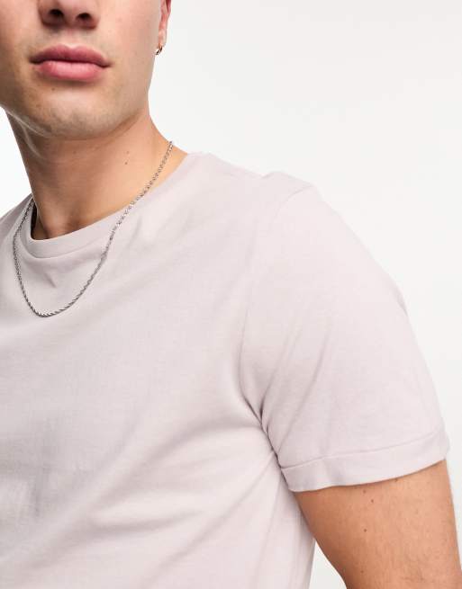 ASOS DESIGN – Vit, rosa och ljuslila t-shirt med uppvikta ärmar, 3-pack, 3 av 4