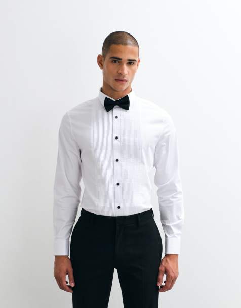 ASOS DESIGN – Vit satinskjorta i regular fit med bröstkrås - view 1