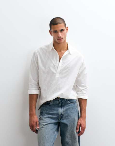ASOS DESIGN – Vit, skir, randig skjorta i oversize - view 1