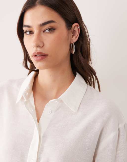 ASOS DESIGN – Vit skjorta i linneblandning, 3 av 4