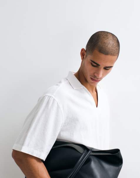 ASOS DESIGN – Vit skjorta i linnemix med boxig oversize-passform - view 1