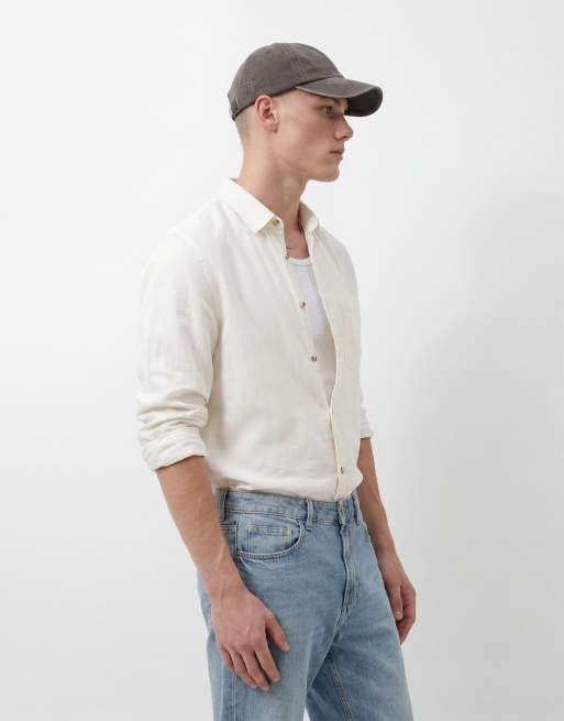 ASOS DESIGN – Vit skjorta i regular fit av linnemix, 3 av 5