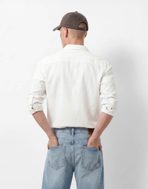 ASOS DESIGN – Vit skjorta i regular fit av linnemix, 4 av 5
