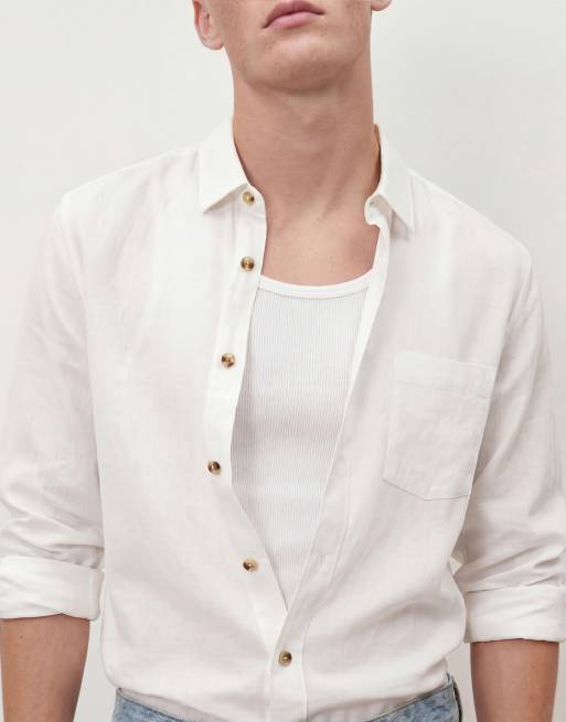 ASOS DESIGN – Vit skjorta i regular fit av linnemix, 5 av 5