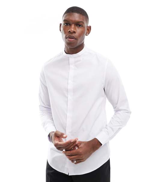 ASOS DESIGN – Vit skjorta i regular fit med murarkrage - view 1