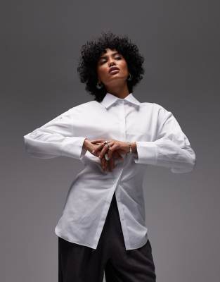 ASOS DESIGN – Vit skjorta med cocoon-ärmar och indragen midja - view 1