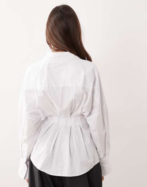 ASOS DESIGN – Vit skjorta med plisserad midja, 4 av 4