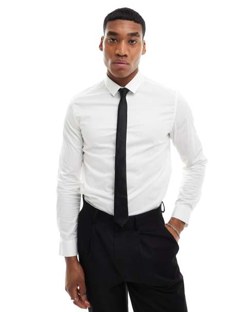 ASOS DESIGN – Vit, smal, lättstruken poplinskjorta i formell stil - view 1