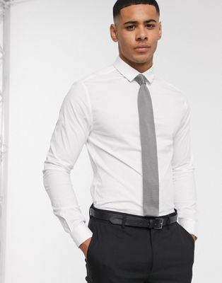 ASOS DESIGN – Vit, stretchig skjorta med extra smal passform