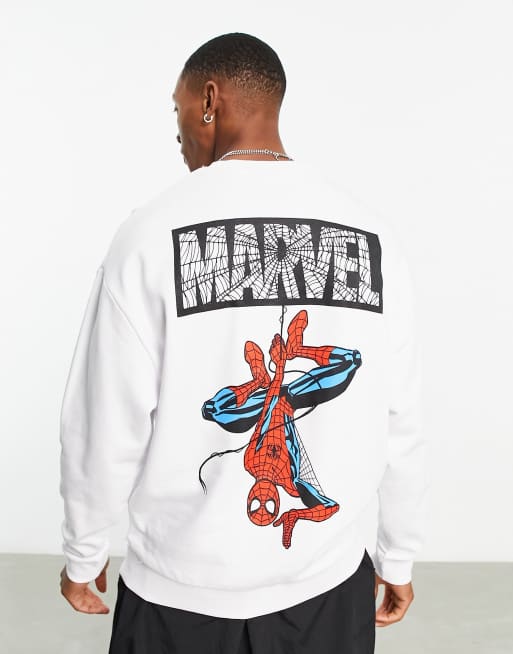 ASOS DESIGN – Vit sweatshirt i oversize med Marvel Spiderman-tryck