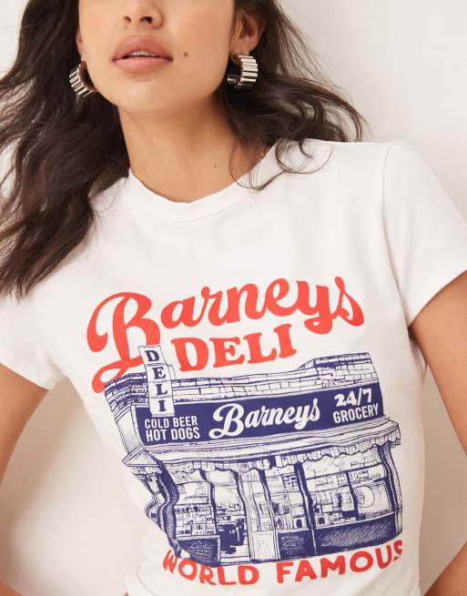 ASOS DESIGN – Vit t-shirt i baby-design med "New York Deli"-tryck, 2 av 4