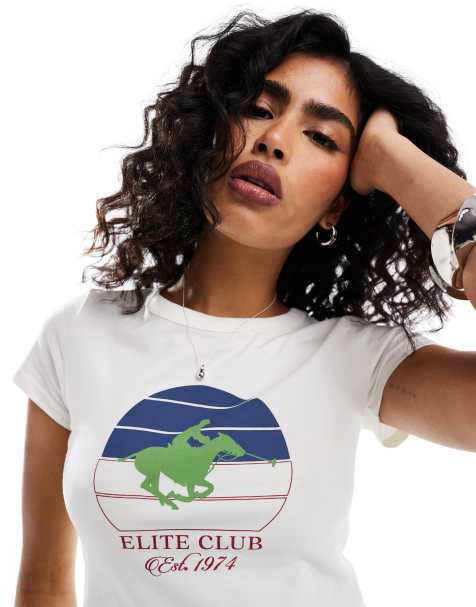 ASOS DESIGN – Vit t-shirt i baby-design med "Riders Club"-tryck - view 1