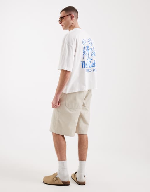 ASOS DESIGN – Vit t-shirt i boxig oversize-passform med hotelltryck, 2 av 5