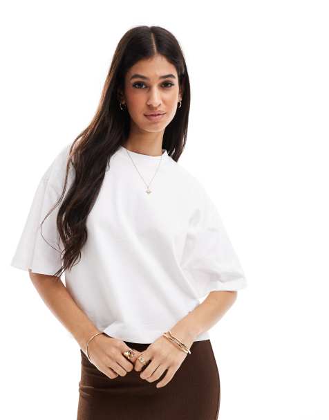 ASOS DESIGN – Vit t-shirt i kort boxig design - view 1