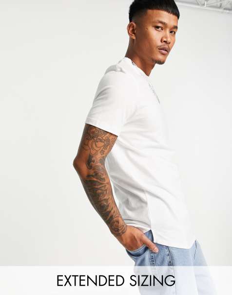 ASOS DESIGN – Vit t-shirt i longline-modell med rund halsringning och sidosprund - view 1