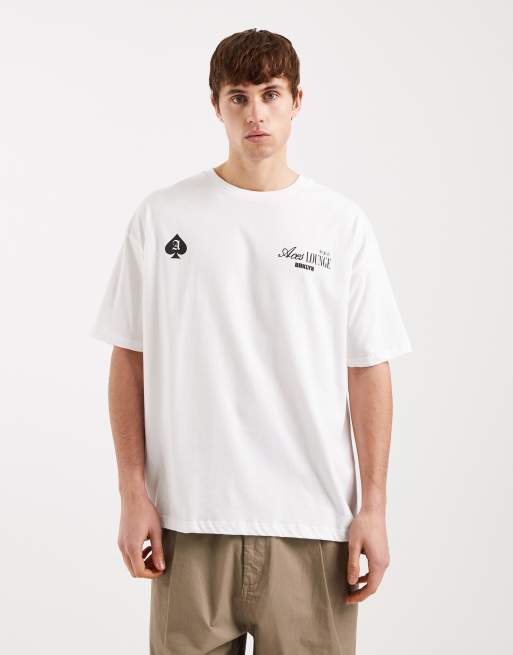 ASOS DESIGN – Vit t-shirt i oversize med "Ace of Spades"-tryck baktill, 3 av 5