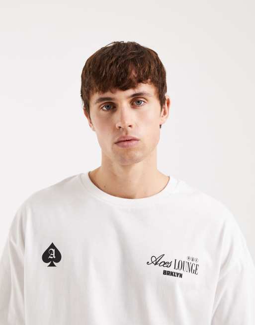 ASOS DESIGN – Vit t-shirt i oversize med "Ace of Spades"-tryck baktill, 5 av 5
