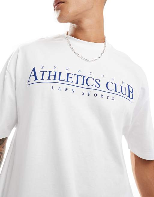 ASOS DESIGN – Vit t-shirt i oversize med "Athletics Club"-tryck framtill, 2 av 4