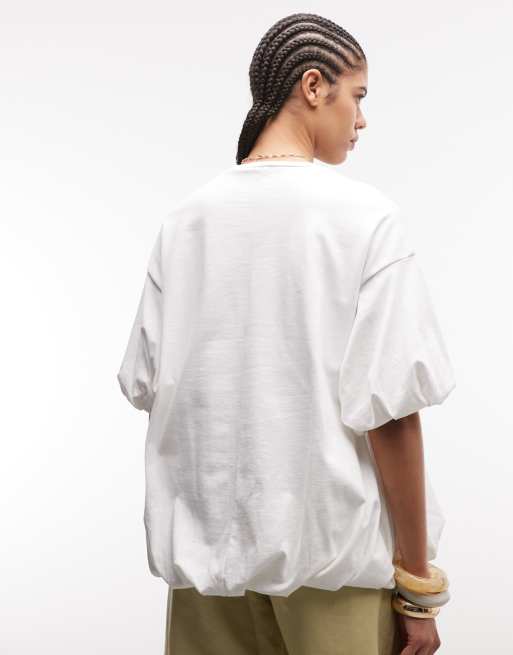 ASOS DESIGN – Vit t-shirt i oversize med ballongfåll, 4 av 4
