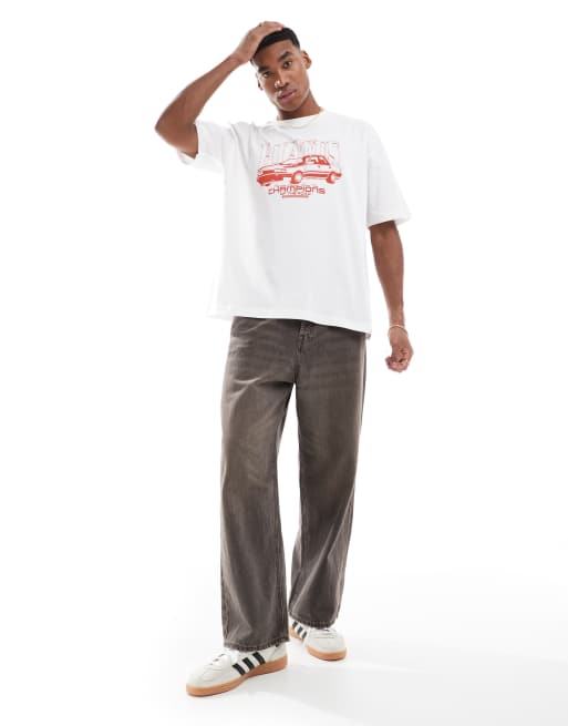 ASOS DESIGN – Vit t-shirt i oversize med biltryck, 4 av 4