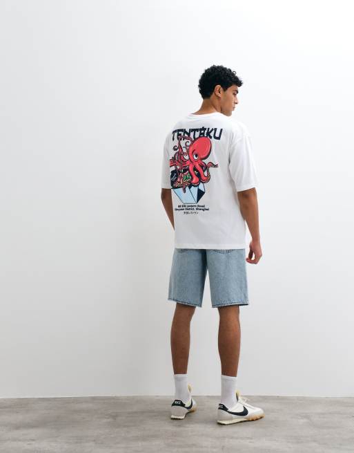 ASOS DESIGN – Vit t-shirt i oversize med bläckfisktryck, 2 av 5