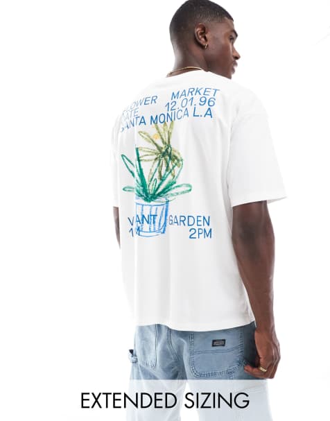 ASOS DESIGN – Vit t-shirt i oversize med blomtryck baktill - view 1