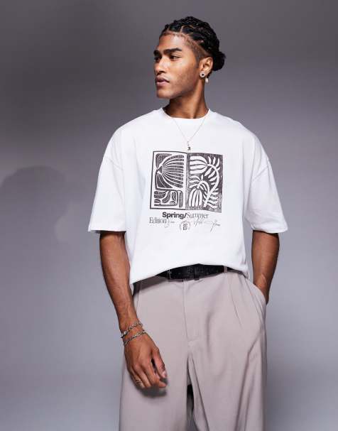ASOS DESIGN – Vit t-shirt i oversize med blomtryck - view 1