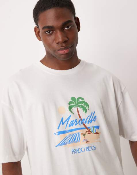 ASOS DESIGN – Vit t-shirt i oversize med boxig passform och högsommar-tryck - view 1