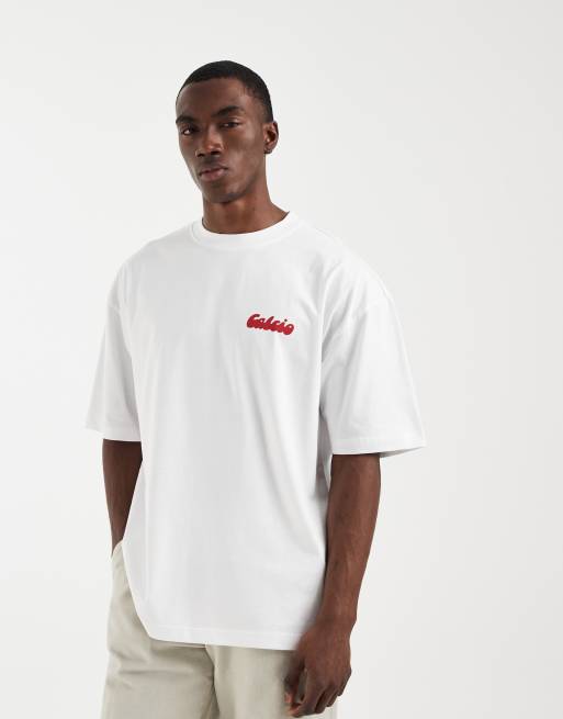 ASOS DESIGN – Vit t-shirt i oversize med Calcio-tryck, 3 av 5