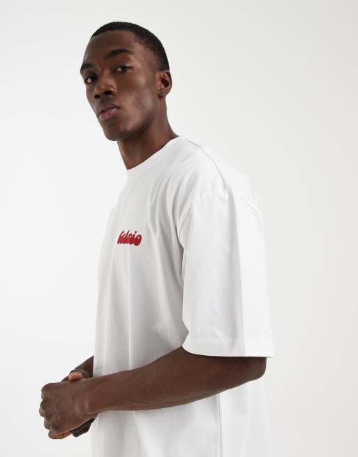 ASOS DESIGN – Vit t-shirt i oversize med Calcio-tryck, 4 av 5