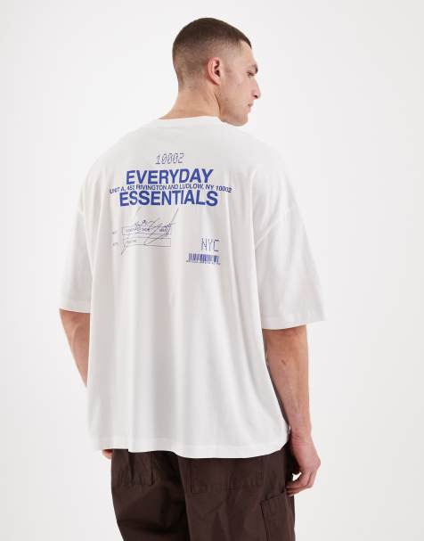 ASOS DESIGN – Vit t-shirt i oversize med Everyday Essentials-texttryck - view 1