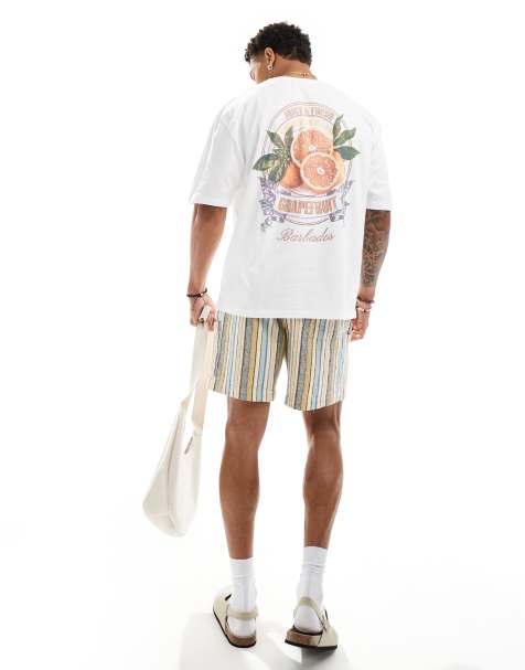 ASOS DESIGN – Vit t-shirt i oversize med grapefrukttryck baktill - view 1