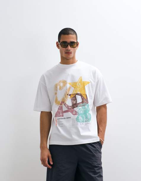 ASOS DESIGN – Vit t-shirt i oversize med klottrat texttryck - view 1