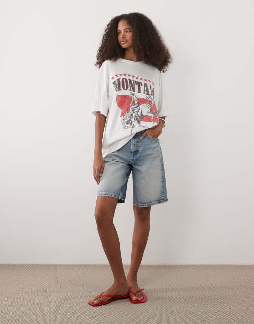 ASOS DESIGN – Vit t-shirt i oversize med Montana-tryck, 2 av 4