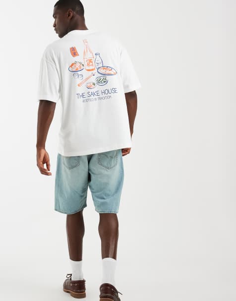 ASOS DESIGN – Vit t-shirt i oversize med Sake-tryck baktill - view 1