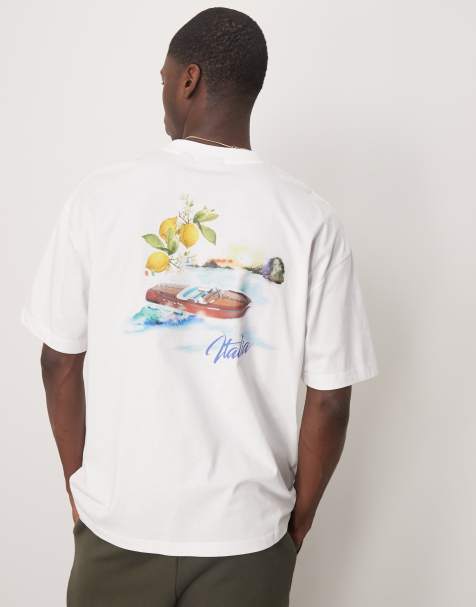 ASOS DESIGN – Vit t-shirt i oversize med sommartryck - view 1