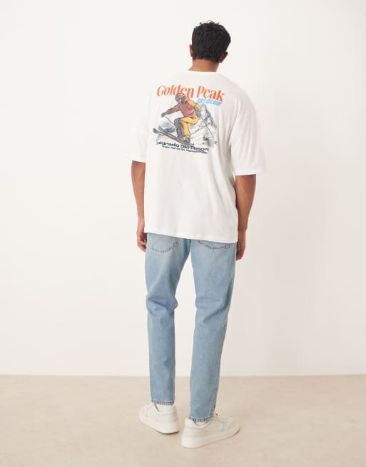 ASOS DESIGN – Vit t-shirt i oversize med sportigt skidtryck, 2 av 5