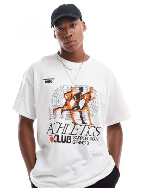 ASOS DESIGN – Vit t-shirt i oversize med sporttryck framtill - view 1