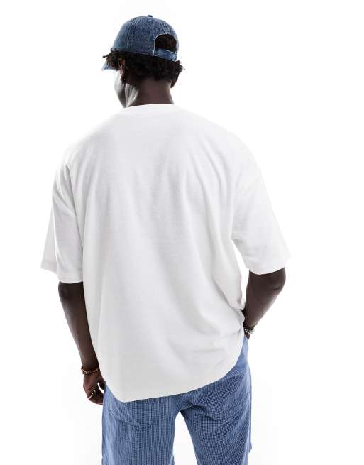 ASOS DESIGN – Vit t-shirt i oversize med streettryck framtill av frotté, 2 av 4
